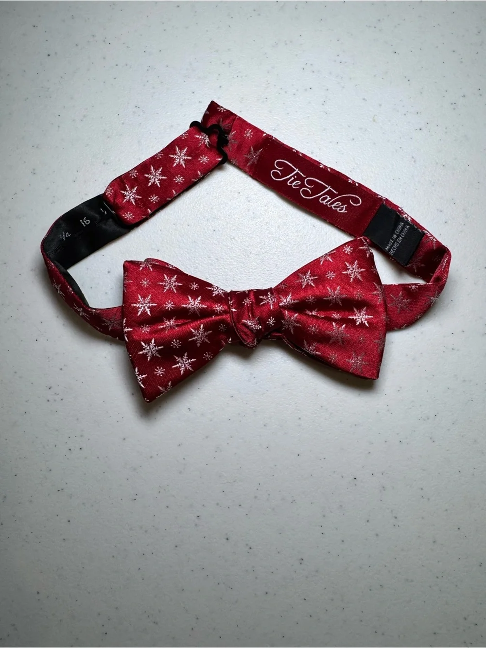 Men's and Boy's Red Snowflake Bow Tie Tales Adjustable